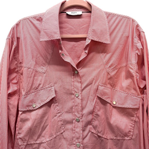 RIKA Studios by Ulrika Lundgren Levi Shirt Red White Stripe Western Size S - XL - Picture 3 of 10